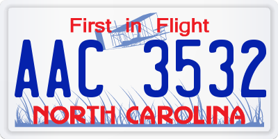 NC license plate AAC3532