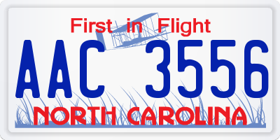 NC license plate AAC3556