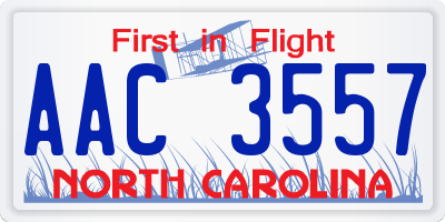 NC license plate AAC3557