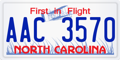 NC license plate AAC3570