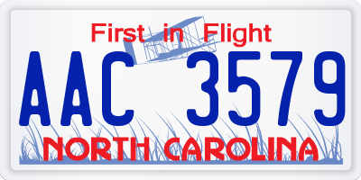 NC license plate AAC3579