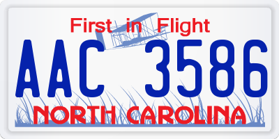 NC license plate AAC3586
