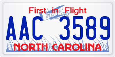 NC license plate AAC3589