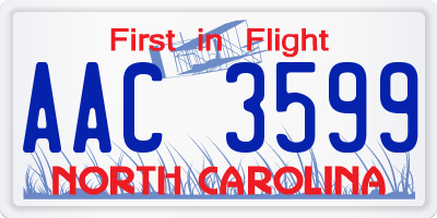 NC license plate AAC3599
