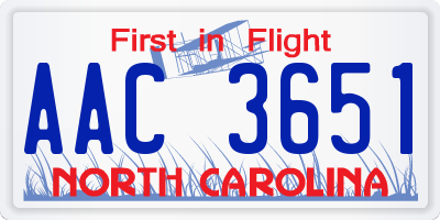 NC license plate AAC3651