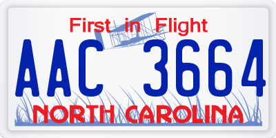 NC license plate AAC3664
