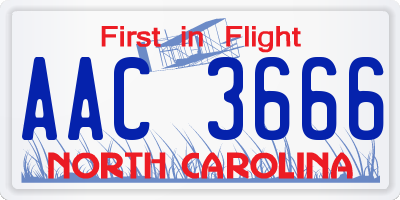 NC license plate AAC3666