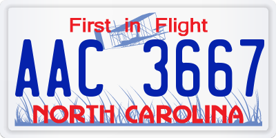 NC license plate AAC3667