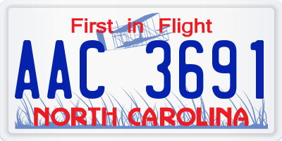 NC license plate AAC3691