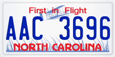 NC license plate AAC3696