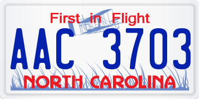 NC license plate AAC3703