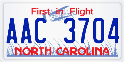 NC license plate AAC3704