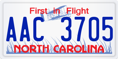 NC license plate AAC3705