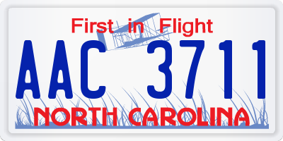 NC license plate AAC3711