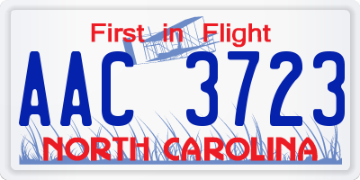 NC license plate AAC3723