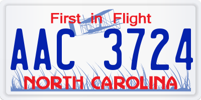 NC license plate AAC3724