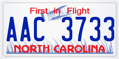 NC license plate AAC3733