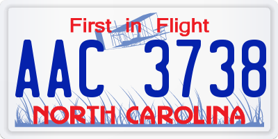 NC license plate AAC3738