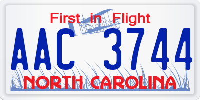 NC license plate AAC3744