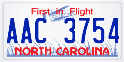 NC license plate AAC3754