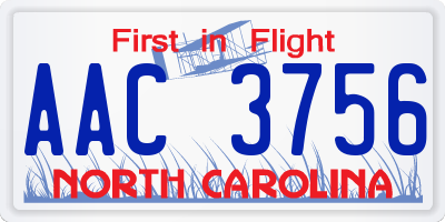 NC license plate AAC3756
