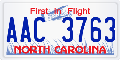 NC license plate AAC3763