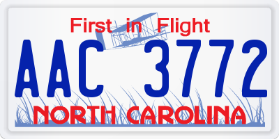 NC license plate AAC3772