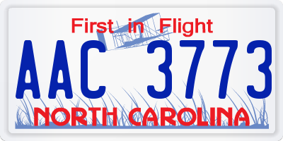 NC license plate AAC3773
