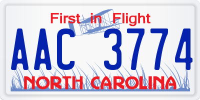 NC license plate AAC3774