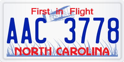 NC license plate AAC3778