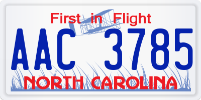 NC license plate AAC3785