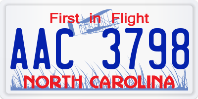 NC license plate AAC3798