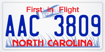 NC license plate AAC3809