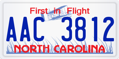 NC license plate AAC3812