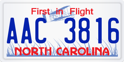 NC license plate AAC3816