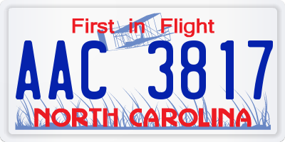 NC license plate AAC3817