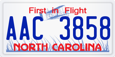 NC license plate AAC3858