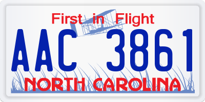 NC license plate AAC3861