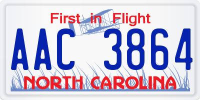 NC license plate AAC3864