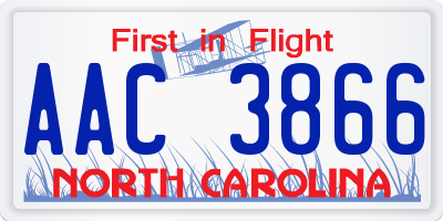 NC license plate AAC3866