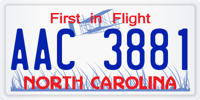 NC license plate AAC3881