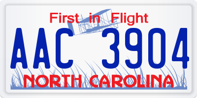 NC license plate AAC3904