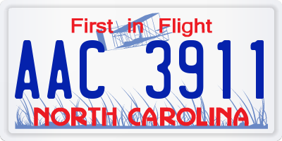 NC license plate AAC3911