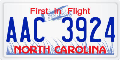 NC license plate AAC3924