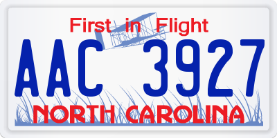 NC license plate AAC3927