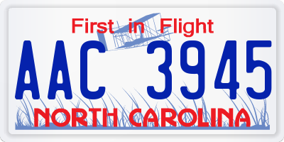 NC license plate AAC3945