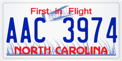 NC license plate AAC3974