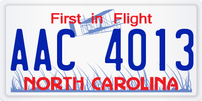 NC license plate AAC4013