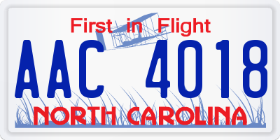 NC license plate AAC4018