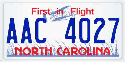 NC license plate AAC4027
